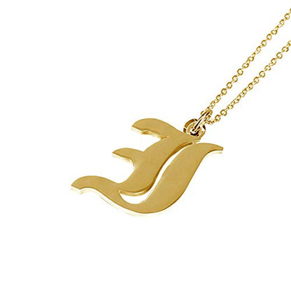 Women's Old English Initial Necklace 18K Gold Plated Stainless Steel Letter Pendant Gift - style: I