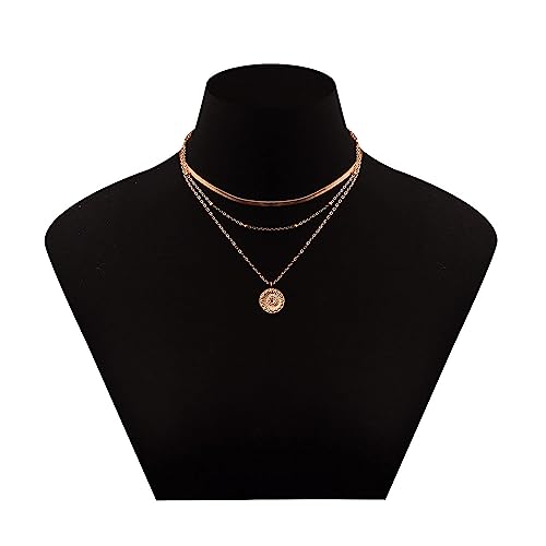 Gold Layered Necklaces Stack for Women Stylish Minimalist Design Pendant Necklaces Bar Circle Pendants Friendship Gifts for Women Christmas Gifts Fashion Jewelry