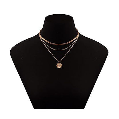Gold Layered Necklaces Stack for Women Stylish Minimalist Design Pendant Necklaces Bar Circle Pendants Friendship Gifts for Women Christmas Gifts Fashion Jewelry