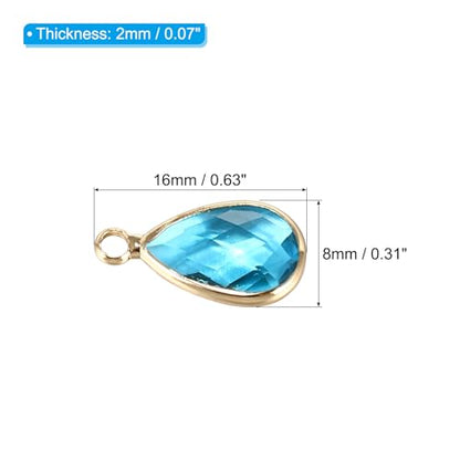 PATIKIL Birthstone Charm Beads Drop Pendant, Handmade Birthstone for Personalized Earrings Bracelet Necklace - color: Light Blue, size: 0.63" x 0.31"