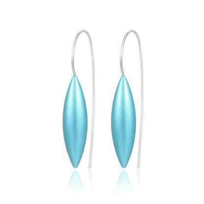 Oval Drop Earrings for Women, Long Thread Dangle Earrings, Colorful lightweight aluminum alloy, Suitable for Jewelry Gifts and Valentine's Day - color: Light blue