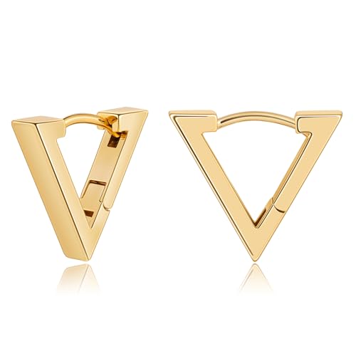 Gacimy Small Gold Huggie Hoop Earrings for Women | 14k Gold Plated, Small Hoop Earings for Women, 1/2 Inch Yellow Color Earrings - color: Gold, size: Triangle