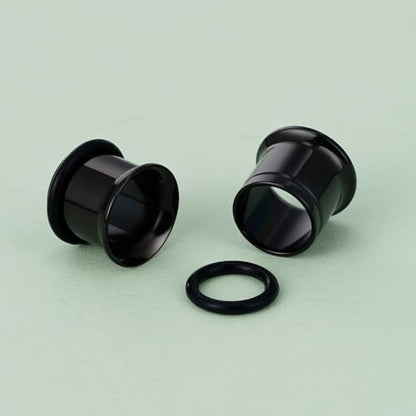 TBOSEN Precise Dimensions Stainless Steel Set Double|Single Flare Tunnel Screw Gauge Ear Expander Stretching Kit Piercing Mixed Size - color: Black-Single Flare, size: 1.6-10mm(14G-00G)