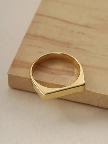 Stainless Steel Square Shape Signet Style Classical Simple Plain Wedding Engagement Statement Ring