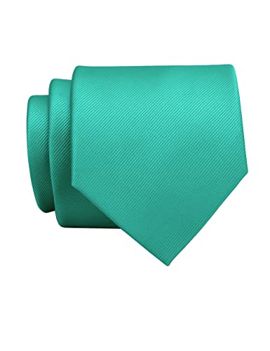 GUSLESON 3.15"（8cm） Solid Color Necktie and Pocket Square Cufflinks Sets For Men + Gift Box - color: Aqua