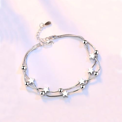 925 Sterling Silver Plated Bracelets for Women Love Heart Charm Chain Bracelet Bangle Fashion Jewelry Gifts - style: heart chain-white