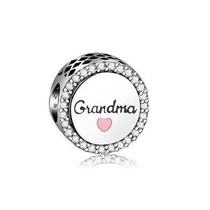 Family Love Mother Daughter Grandma Charm 925 Sterling Silver fits Bracelets Necklace Pendant Bead Charms Jewelry Gift for Women Family Friends - color: Grandma Charm