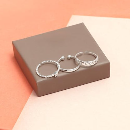 LeCalla 925 Sterling Silver Minimalist Toe Rings Set of Toe Ring Lightweight Simple Antique Open Adjustable Toe-Rings Beach Foot Jewelry Set for Women - color: 07. Trio (3 PCS)