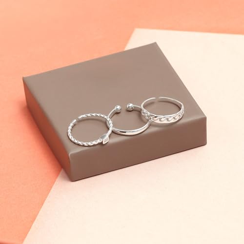 LeCalla 925 Sterling Silver Minimalist Toe Rings Set of Toe Ring Lightweight Simple Antique Open Adjustable Toe-Rings Beach Foot Jewelry Set for Women - color: 07. Trio (3 PCS)