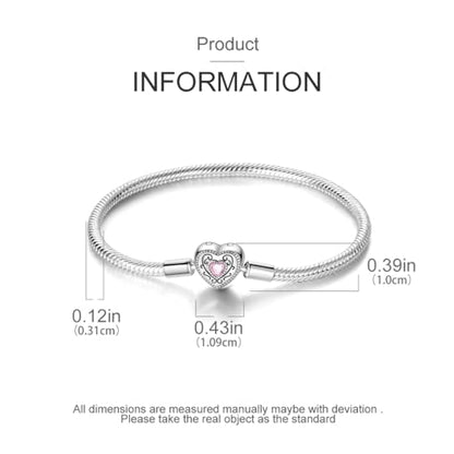 MULA 925 Sterling Silver Snake Chain Charm Bracelet Butterfly Heart Clover with 5A Cubic Zirconia Bracelets for Women - color: Retro Heart