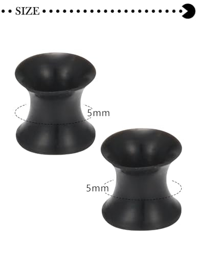 10G-50mm Thin Black Silicone Ear Gauges Tunnels Rubber Ear Plugs Gauges Double Flared Flexible Tunnel Earrings for Women Men - color: 4G = 5mm
