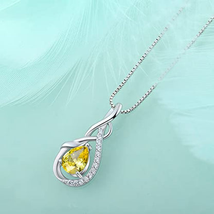 STARCHENIE Infinity Teardrop Necklace for Women 925 Sterling Silver Pendant Birthstone Jewelry - color: Silver-11-Nov-Citrine