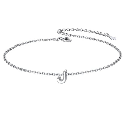 ChicSilver Initial Bracelet for Women 925 Sterling Silver Letter Initial Bracelet Dainty Personalized 26 Alphabet Jewelry Gifts for Birthday Anniversary Wedding - style: J