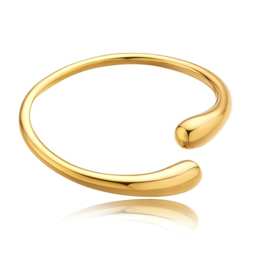 Chunky 14k Gold Cuff Bracelets for Women - Non Tarnish Teardrop Bangle Multi-layer Cross Wire Open Bracelets - color: Golden 14