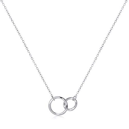Fettero Pendant Necklace Gold Choker Layered Coin Open Karma Circle Full New Crescent Moon 14K Gold Plated Simple Dainty Necklaces for Women Jewelry Gift - style: Double Circle Sliver