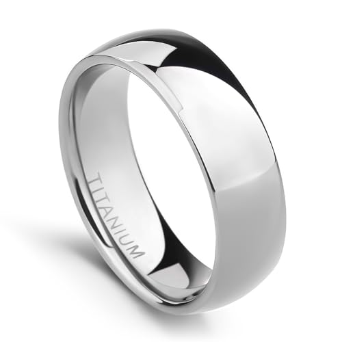 TIGRADE 2mm 4mm 6mm 8mm 10mm Titanium Ring Plain Dome High Polished Wedding Band Comfort Fit Size 3-15 - color: Silver 6mm