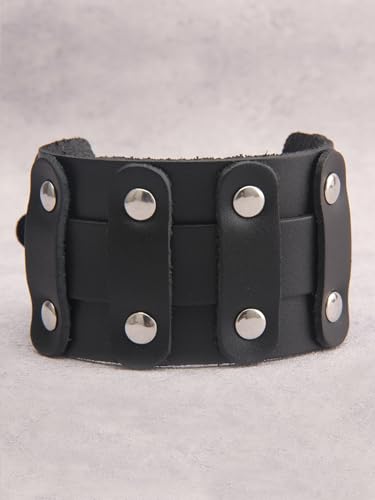 JAOYU Punk Leather Cuff Bracelet Goth Leather Wristband Rock Bracelet Biker Bracelet for Men Leather Armband Black Handmade Jewelry - color: Leather Wristband for Men