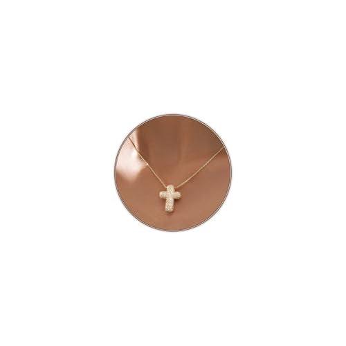 Airmb Cross Necklace for Women Gold/Silver Plated Layered Dainty Cross Chain Trendy Choker Satellite Charm Small Crucifix Pendant Gold/Silver Necklace Stackable Hypoallergenic Delicate Gift for Women - color: Gold-Large Bubble Cross