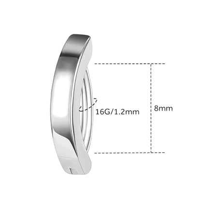 16G Labret Stud, G23 Titanium Vertical Labret Lip Piercing Jewelry, Gold Eyebrow Ring Clicker Belly Button Ring Hoop For Women Men - color: Silver, size: 8mm