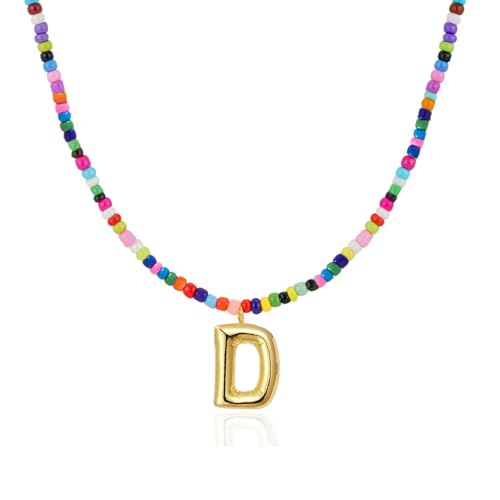 Colorful Initial Necklaces Gifts for Girls Kids Teens, 6-18 Year Old Girl Birthday Gift Teen Girl Gifts Trendy Stuff Gold Bubble Letter Pendent Necklace Jewelry - style: D