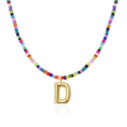 Colorful Initial Necklaces Gifts for Girls Kids Teens, 6-18 Year Old Girl Birthday Gift Teen Girl Gifts Trendy Stuff Gold Bubble Letter Pendent Necklace Jewelry - style: D