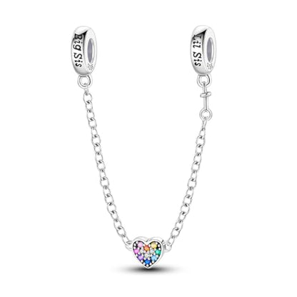 NARMO 925 Sterling Silver Charm Bead for Bracelets Silver Charms for Women - color: Colorful Heart