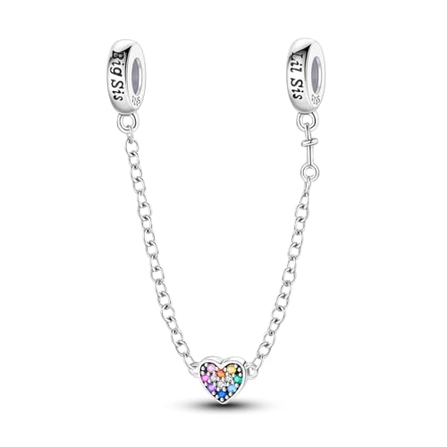 NARMO 925 Sterling Silver Charm Bead for Bracelets Silver Charms for Women - color: Colorful Heart
