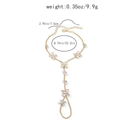 Butterfly Barefoot Sandals Anklet for Women Cubic Zirconia Flower Anklet with Toe Ring Beach Summer Ankle Bracelets Foot Chain Jewelry - color: Gold