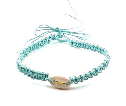 Shell Hemp Anklet - color: Baby Blue