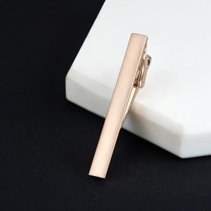 HONEY BEAR 5cm/5.4cm/6cm Mens Tie Clip Bar for Normal Size Steel Business Wedding Gift 1.97"/2.12"/2.36" - style: 5cm Brushed Rose Gold
