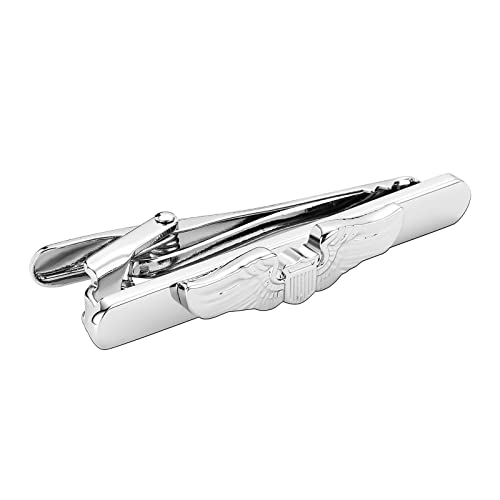 Silver Mens Clip on Tie Stainless Steel Tie Clip, Wing Tie Clips for Men Jewelry Gift for Men