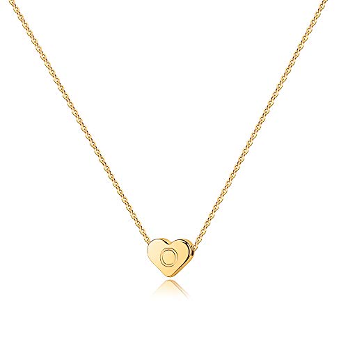 Turandoss Heart Initial Necklaces for Women Girls - 14K Gold Plated Heart Pendant Letter Alphabet Necklace Letter Initial Necklace Gifts for Girls Teens - style: O