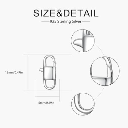 925 Sterling Silver Double Opening Lobster Clasp, Necklace Bracelet Anklet Jewelry Extender Clasp for DIY Jewelry Making (Style 2-2pcs) - style: style 2-2pcs