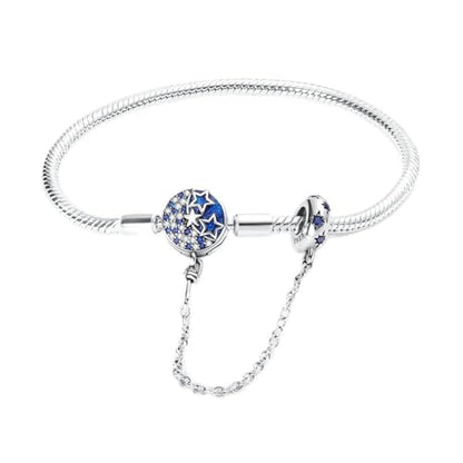 KUNSIR 925 Sterling Silver Snake Chain Bracelet with Safety Chain Charm Bracelets for Women Teen - style: KJB017