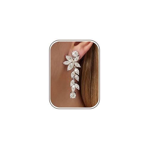 Florideco Silver Plated Clip On Earrings Wedding Dangle Earrings for Women - color: S-Short Danlge