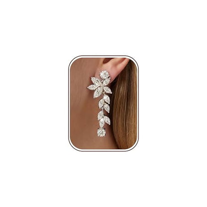 Florideco Silver Plated Clip On Earrings Wedding Dangle Earrings for Women - color: S-Short Danlge