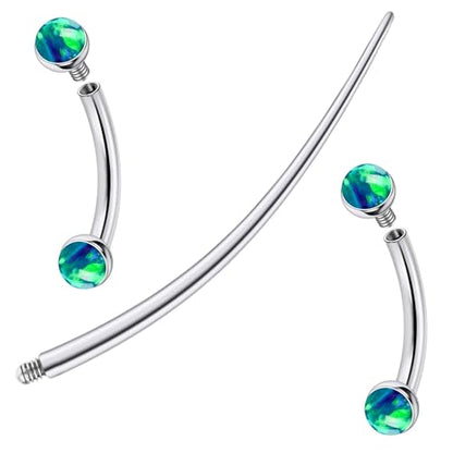 F136 Titanium 16g 6/8/10mm Opal Eyebrow/Rook/Snug/Vertical-Labret/VCH/Snake-Eyes/Anti-Tragus/Christina/Daith/Belly-Button/Bridge/Hood/Surface Curved Barbell Piercing Jewelry for Women Men - color: Green, size: 8mm=5/16in