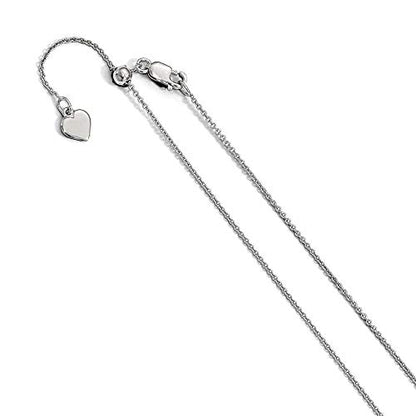 Chain Necklace White Sterling Silver Rolo 22 in 0.95 mm .95 Adjustable