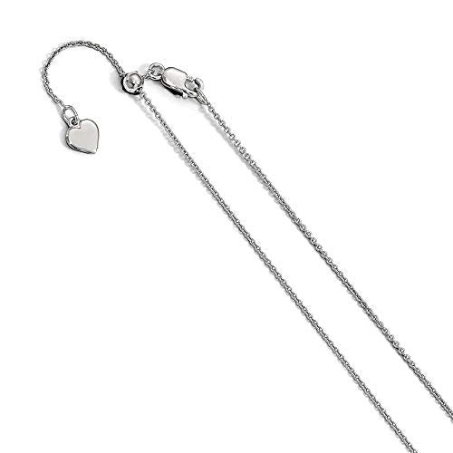 Chain Necklace White Sterling Silver Rolo 22 in 0.95 mm .95 Adjustable