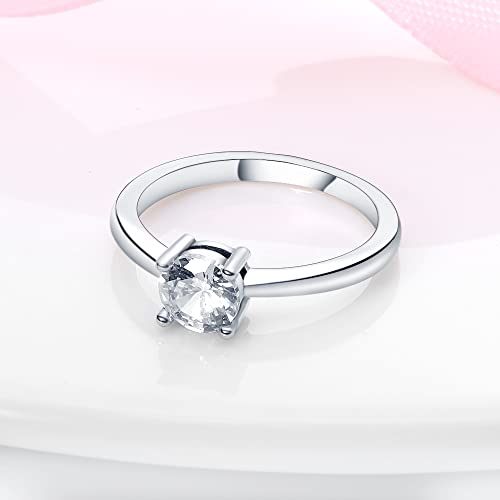 KUNSIR 925 Sterling Silver Rings Classic Cubic Zirconia Eternity Promise Statement Anniversary Wedding Bands Engagement Rings for Women Infinity Forever Love Ring Size 7-9 - style: Clear Stone Ring