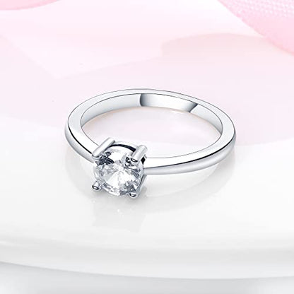 KUNSIR 925 Sterling Silver Rings Classic Cubic Zirconia Eternity Promise Statement Anniversary Wedding Bands Engagement Rings for Women Infinity Forever Love Ring Size 7-9 - style: Clear Stone Ring