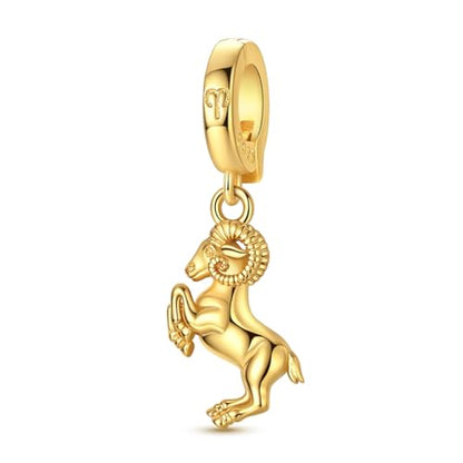 LAZA 925 Silver Charms for Bracelets and Necklaces Gold charms for Women | Summer Travel Party Lucky Zodiac Charms Clearance Pendant Beads Christmas Birthday Graduation Gift Jewelry for Women - color: Aries