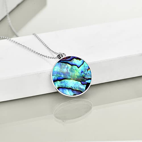 925 Sterling Silver Moon Black Cat Necklace for Women Cat Jewelry - style: D-2 Cat Tree of Life Abalone Necklace