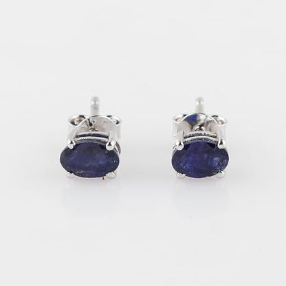 AURA GEMS Natural Sapphire Crystals Oval Shape Stud Earring For Women, Chakra Energy Healing Gemstone, Fine Crystal, Birthstone, Beautiful Women Simple Christmas Gift Jewelry