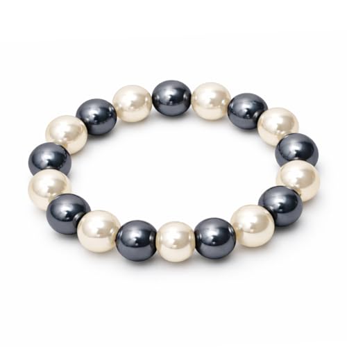 38 Magnetic Therapy Hematite beaded Bracelet For Women And Men Power Gemstone Crystal Unisex Macrame - color: Faux Pearl Hematite