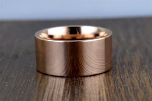 10mm Wide Stainless Steel Ring Simple Stylish Style Rose Gold/Silver Big Band Polished Flat Top for Men Women Size 5-15 - color: Rose Gold