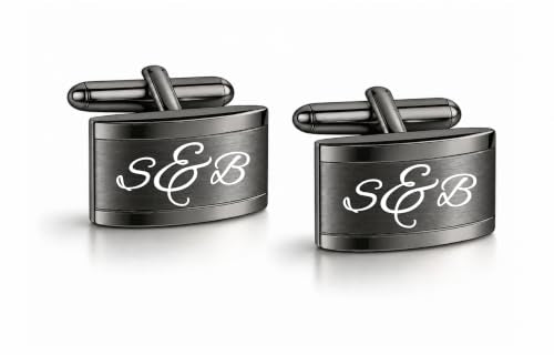 Gunmetal Cufflinks Custom Engraved Free - Personalized Men's Accessory - Father's Day - Groomsmen Wedding Gift | Free Engraving - Ships From USA