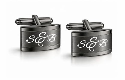 Gunmetal Cufflinks Custom Engraved Free - Personalized Men's Accessory - Father's Day - Groomsmen Wedding Gift | Free Engraving - Ships From USA