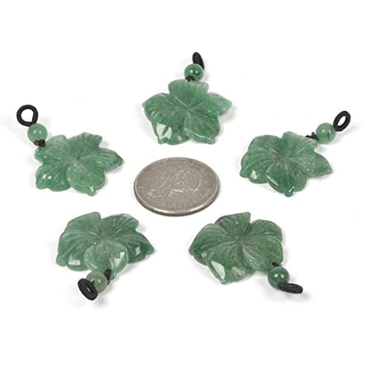 Justinstones Hand Carved Healing Crystals Gemstone Hawaii Flower Pendant Hand Weaving Wax Rope Necklace 22 inch - color: Green Aventurine