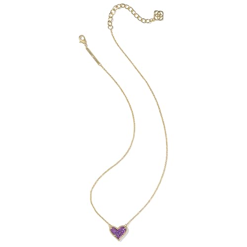 Kendra Scott Ari Heart Adjustable Length Pendant Necklace for Women, Fashion Jewelry - color: GOLD - PURPLE DRUSY